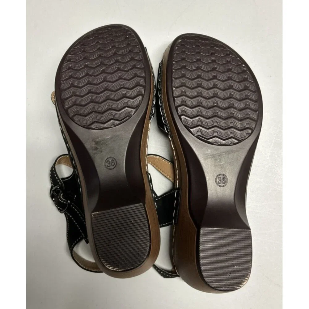 Patrizia By Spring Step Women’s Black Shantay Sandals Cut Out Design 36 5.5 6 - Picture 6 of 8